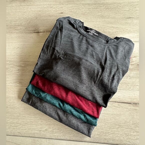 Real Essentials 4 Pack: Dry-Fit LS shirt BLK, Grey, Teal, Burgundy M NWT IN PKG - Picture 6 of 9